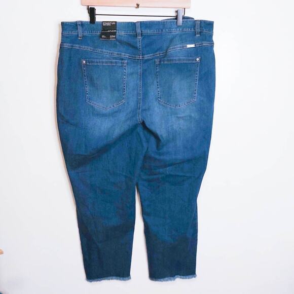 INC International Concepts NWT Tie Waist Raw Hem Straight Leg Cropped Jeans 22W - Picture 6 of 9